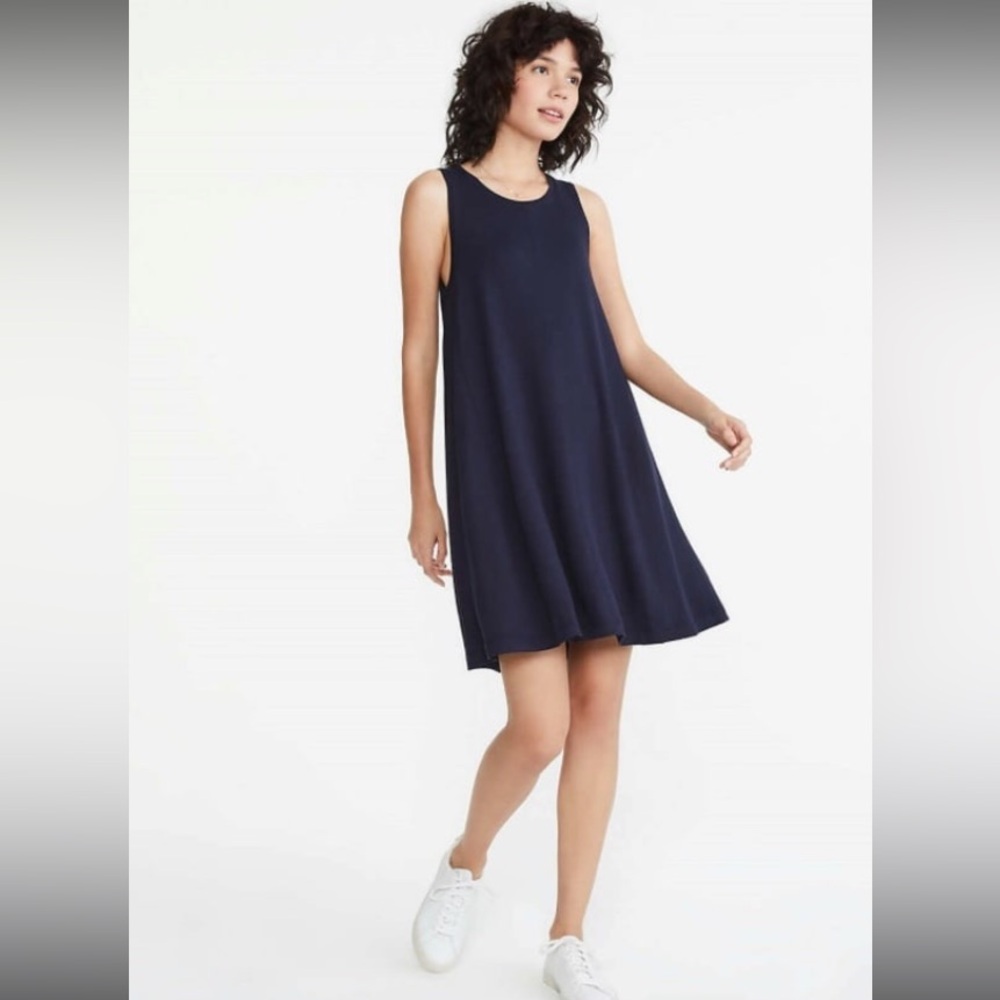 LOFT Women's Sleeveless Knit Swing Navy Blue Dress | S